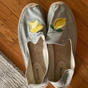 Soludos espadrilles flats light blue with lemons